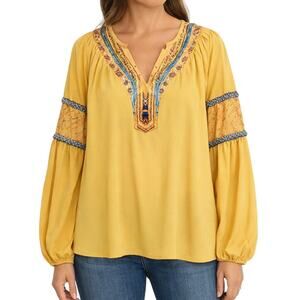 Ursime Womens Plus Size 3X Yellow Wearable Art to Wear Summer Blouse Shirt Top